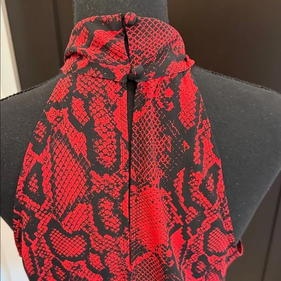 Veronica M Red and Black Snake Print Halter Top - Picture 4 of 5